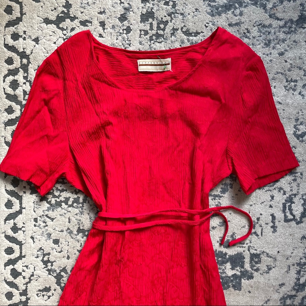 True Vintage 1970s Red Maxi Babydoll Dress - Picture 4 of 5